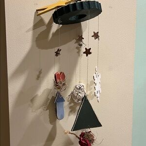 Festive Hanging Holiday Mobile with Green and Red Accents